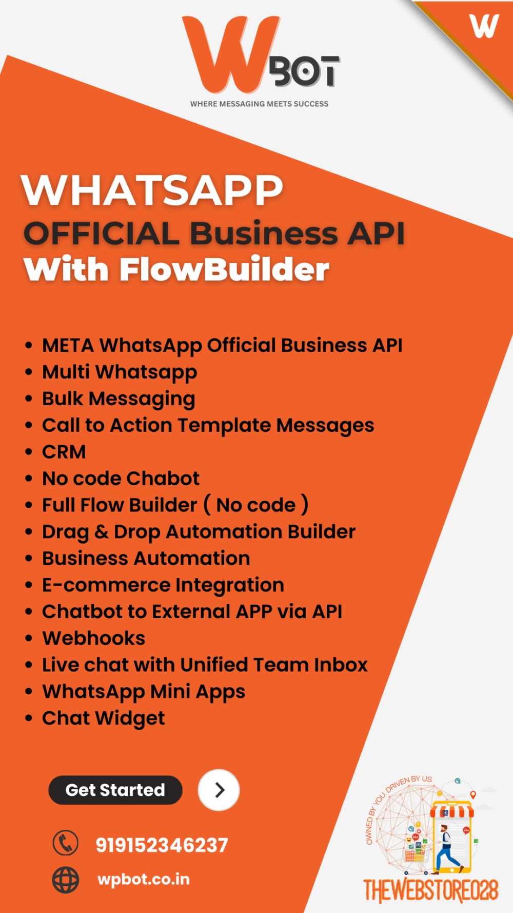 WBot- Offiical API Marketing Portal with Automation and Flow Builder